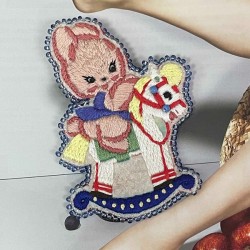 Pinky Bunny Trojan Horse Riding Brooch